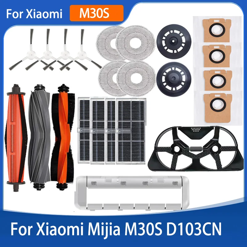 For  Xiaomi Mijia M30S D103CN Self Cleaning Vacuum CleanAccessories Main Side Brush lip Hepa Filter Mop Cloth Dust Bag Parts