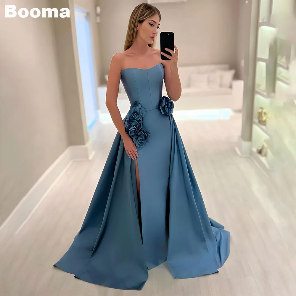 

Booma A-Line Evening Dresses Sweetheart 3D Flowers Party Prom Gowns for Women Wedding Guest Dress Side Slit Formal Occasion Gown