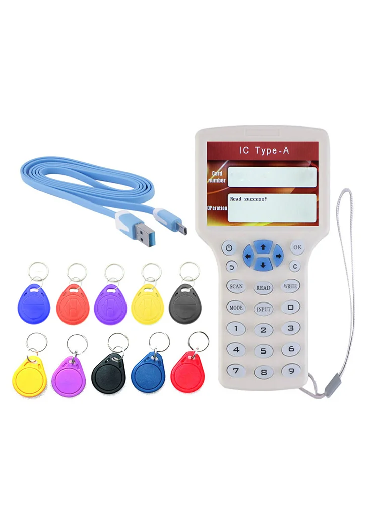 10 Frequency RFID Copier 13.56Mhz NFC Smart Chip Card Clone Copier 125Khz T5577 Key Card Reader IC ID Programmer Card Writer