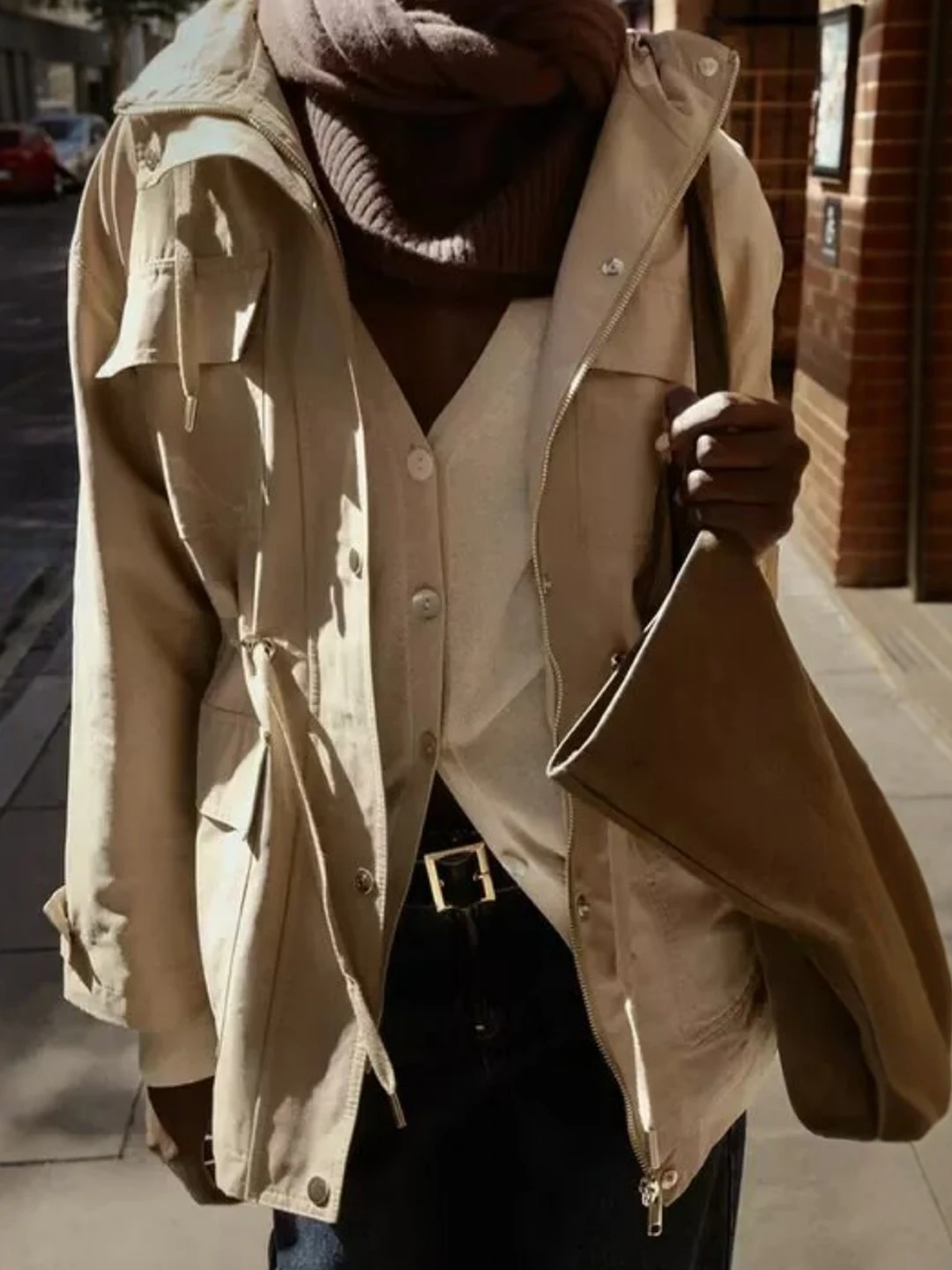 Ropa de trabajo americana informal para mujer, abrigo Sle con múltiples kets y patrón de cabina de registro, Sle largo de viaje, Sve, longitud media