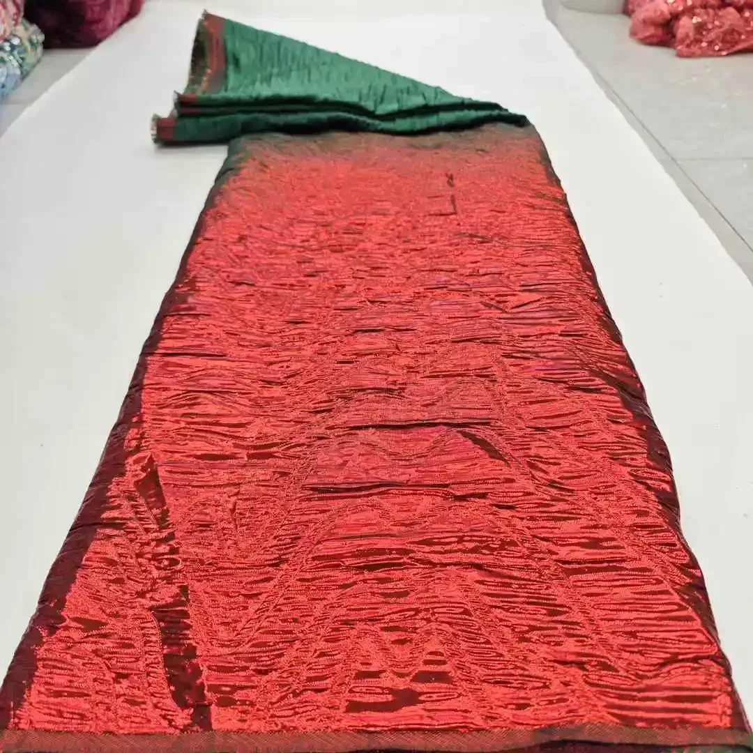 2025 New African Brocade Jacquard Tulle Lace Fabric, Nigerian Embroidery Guipure Party Gown Dress, High Quality, 5Yards, SZ580