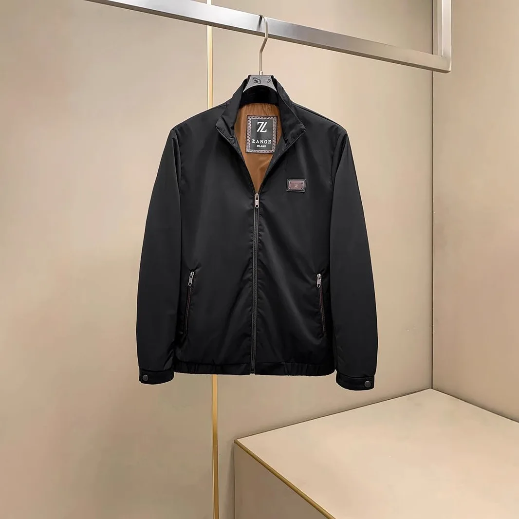 

Casual Men's Stand Collar Jaet Outerwear Faionable Spring Summer New Arrival Loose Fit Long Sve ort Length