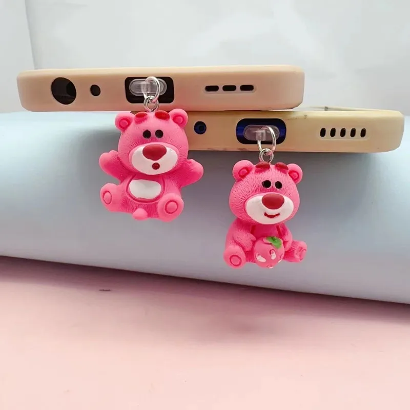 MINISO Lotso 휴대폰 먼지 플러그, 아이폰, 삼성 C타입 인터페이스, 휴대폰 장식, 행어 휴대폰 액세서리 