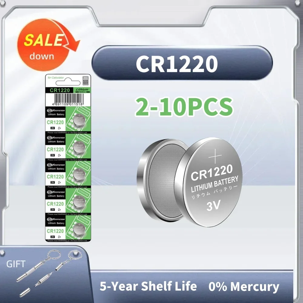 

2-10pcs High-Capacity CR1220 LM1220 BR1220 KCR1220 3V Alkaline battery For Toy Watch Car Remote Control Mouse Button Coin Cell
