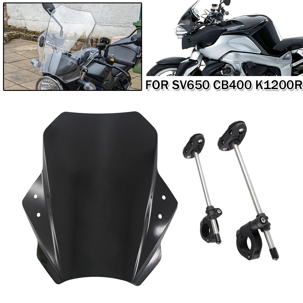 Universal Motorcycle Windscreen Windshield Smoke Lens Deflector For CB400 CB750 CB1000R For Suzuki Bandit SV 650 GSF For K1200R