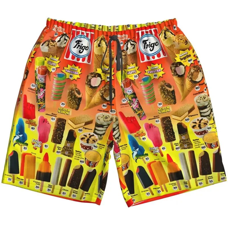 Chocolate Icecream Graphic Beach Shorts Hawaii Sport Beach Short Pant Men Frozen Ice Lolly Cornet Ice Cream Unisex Short pants