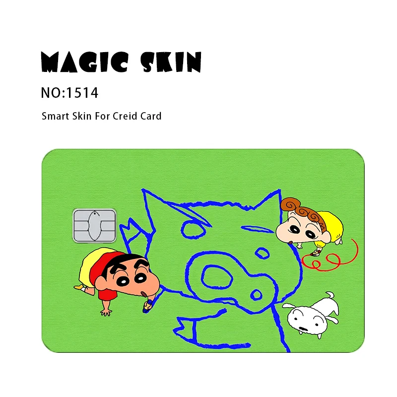 Anime Crayon Shin-Chan Poker Sticker Film Tape Skin for Credit Card Debit Card Cartoon Waterproof Stickers Small Chip image 4