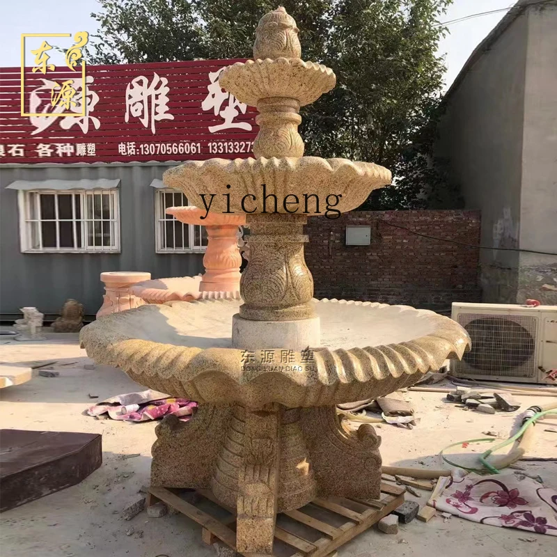 

XL stone sculpture fountain flowing water feng shui ball ornament outdoor courtyard rockery fish pond garden water feature
