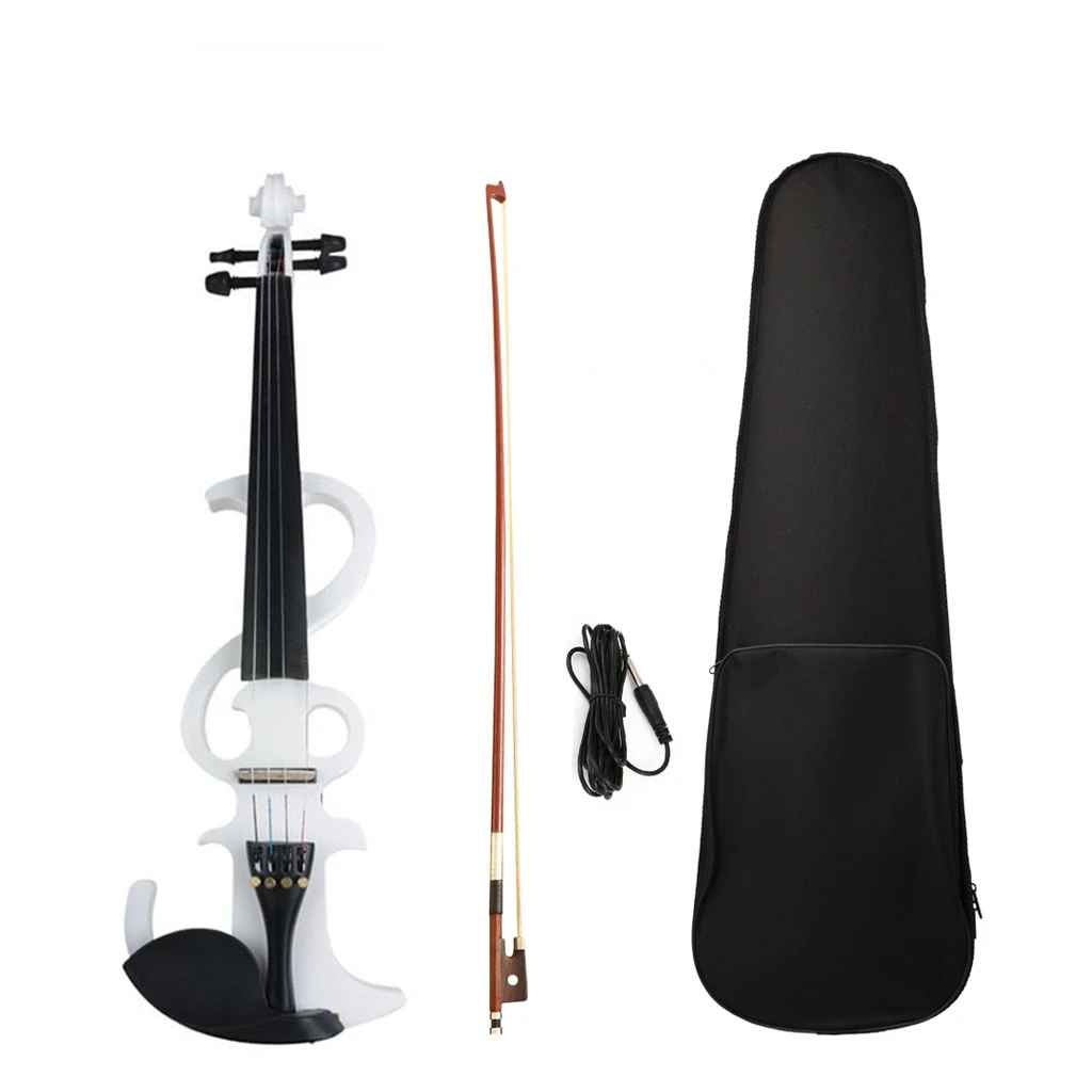 Electric Violin Right Handed 4/4 Size Electric Silent Violin Fiddle Accessories W/4/4 Violin Bow & Fiddle Bridge & Violin Case