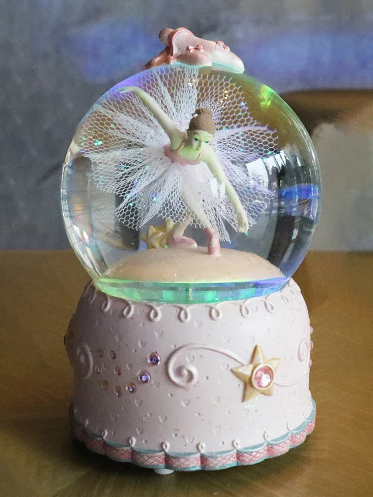 Ballet girl dancing crystal ball music box snow music box princess girl girl heart birthday gift desktop decoration