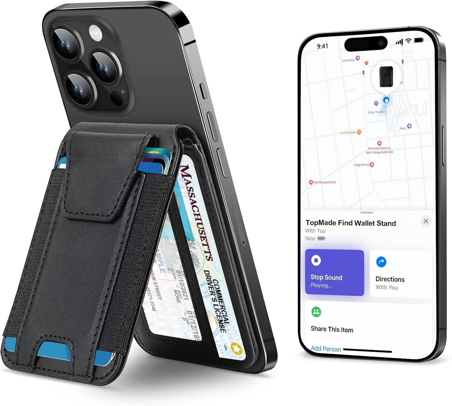 

Magnetic Phone Wallet with Find My Support, 9-Card Holder, Adjustable Stand & RFID Blocking for iPhone Series