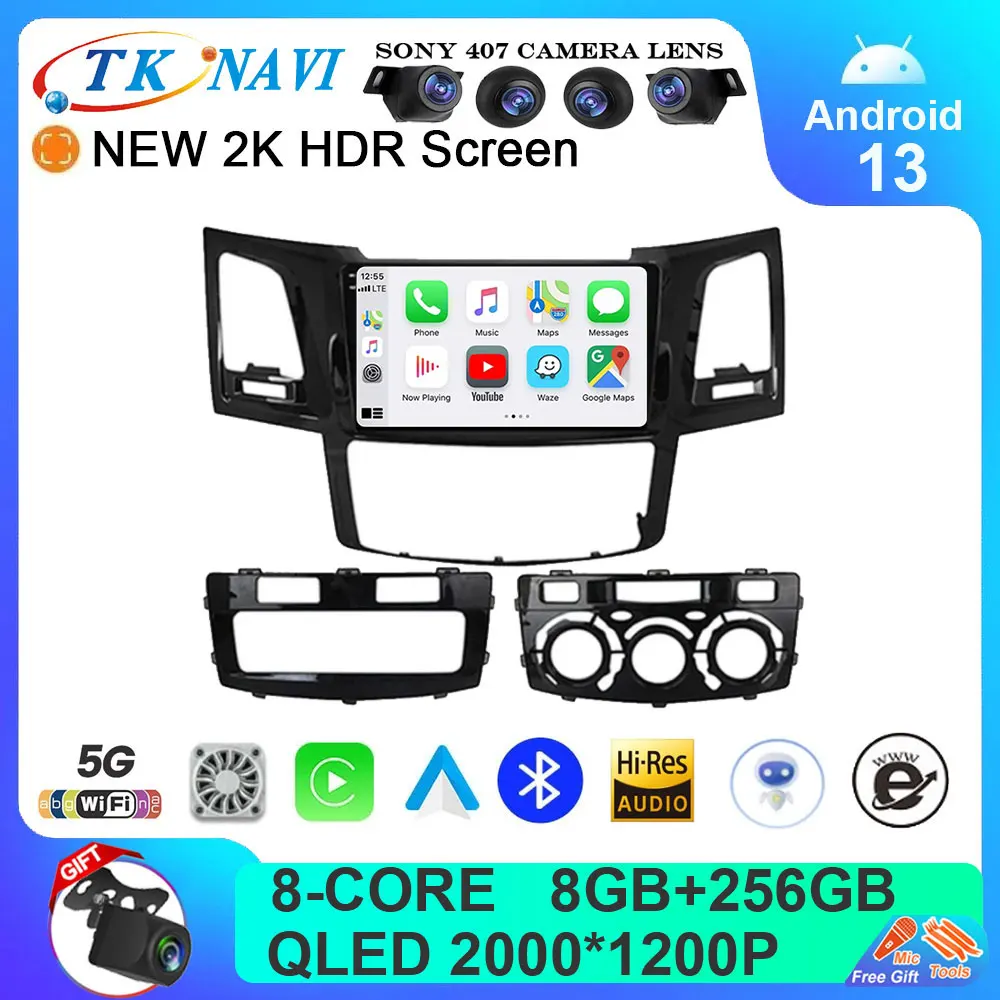 

Android 13 Car Radio For Toyota Fortuner Hilux MT 2007 2008 2012 2014 2015 Multimedia Video Player GPS Navigation DSP Carplay 2K