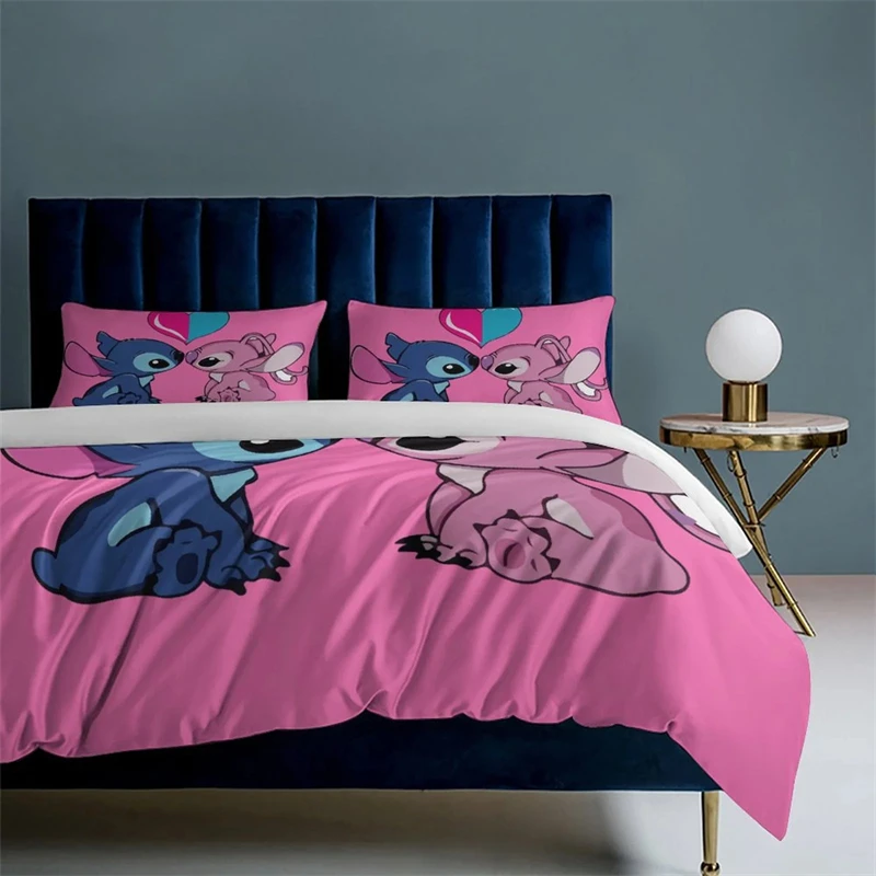 Imagem -02 - Stitch Duvet Cover Conjunto com Fronhas Home Bedroom Decor Luxuoso Tecido Macio de Microfibra Peças de Cama