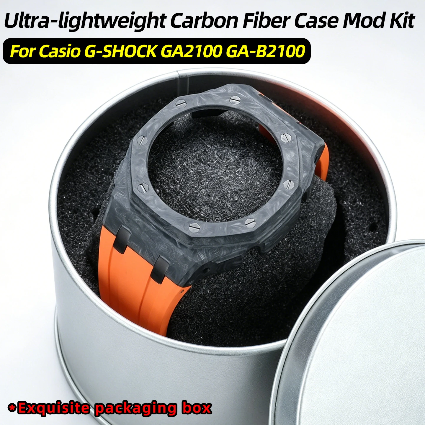 

Ga2100 Ultra-lightweight Carbon Fiber Case Mod Kit FKM Fluororubber Strap Bezel For Casio G-SHOCK GA2100 GA-B2100 for Casioak