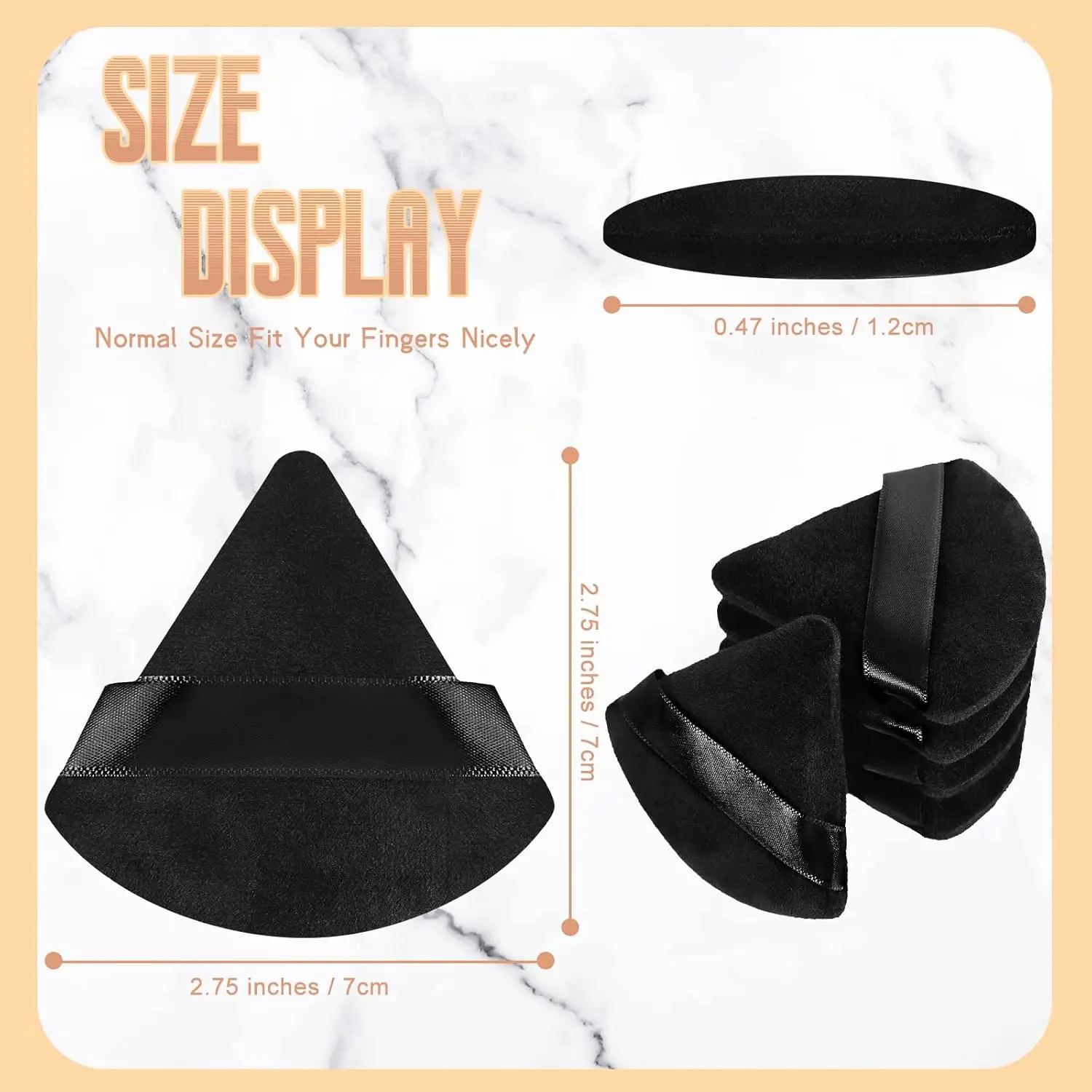 48 Pcs Velour Triangle Powder Puff Soft Velour Makeup Puff Velour Puffs for Face Powder Makeup Triangle (Black)