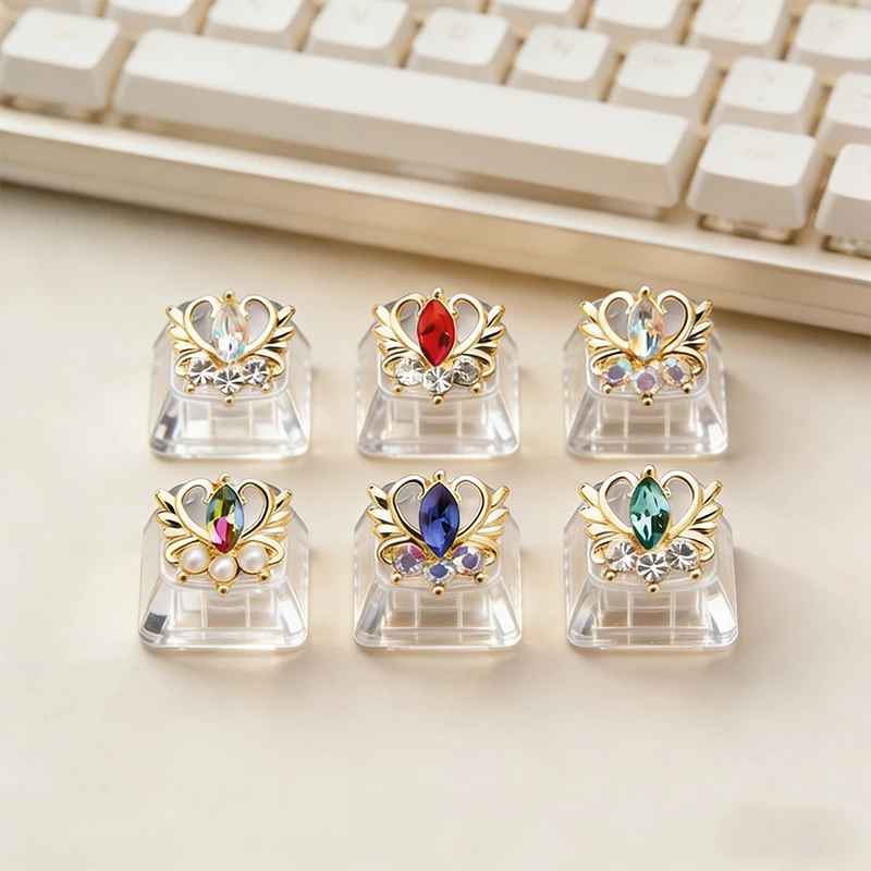 Transparent alloy jewelry Japanese heart-shaped 3D cross axis mechanical keyboard replacement keycap R4 height