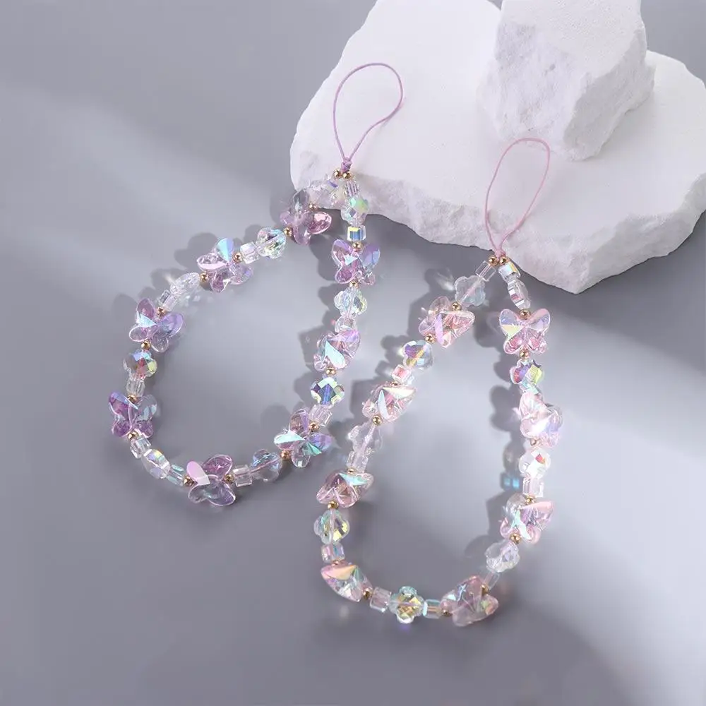 

Transparent Acrylic Mobile Phone Chain Butterfly Sweet Girl Y2K Phone Pendant Backpack Ornament Phonestraps Phone Lanyard