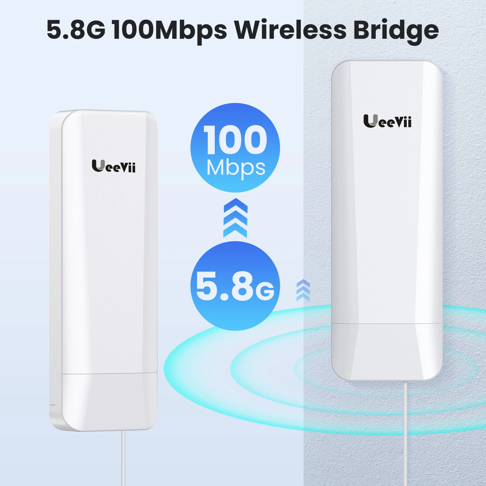 UeeVii-Extensor repetidor WiFi, roteador de acesso AP, ponte sem fio CPE ao ar livre, ponto a ponto com PoE, 5.8G, 100Mbps, 2pcs, 3km