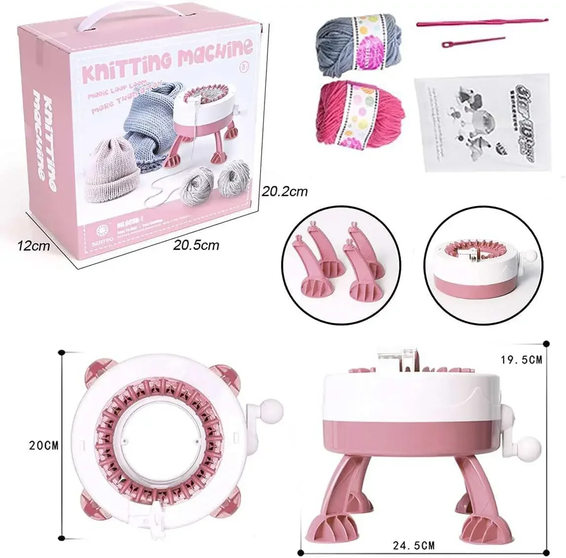 22 Needles Knitting Machine, Smart Double Knit Loom Machine Manual Rotating Kit with Row Counter, For Kids DIY Hand Knitting Toy