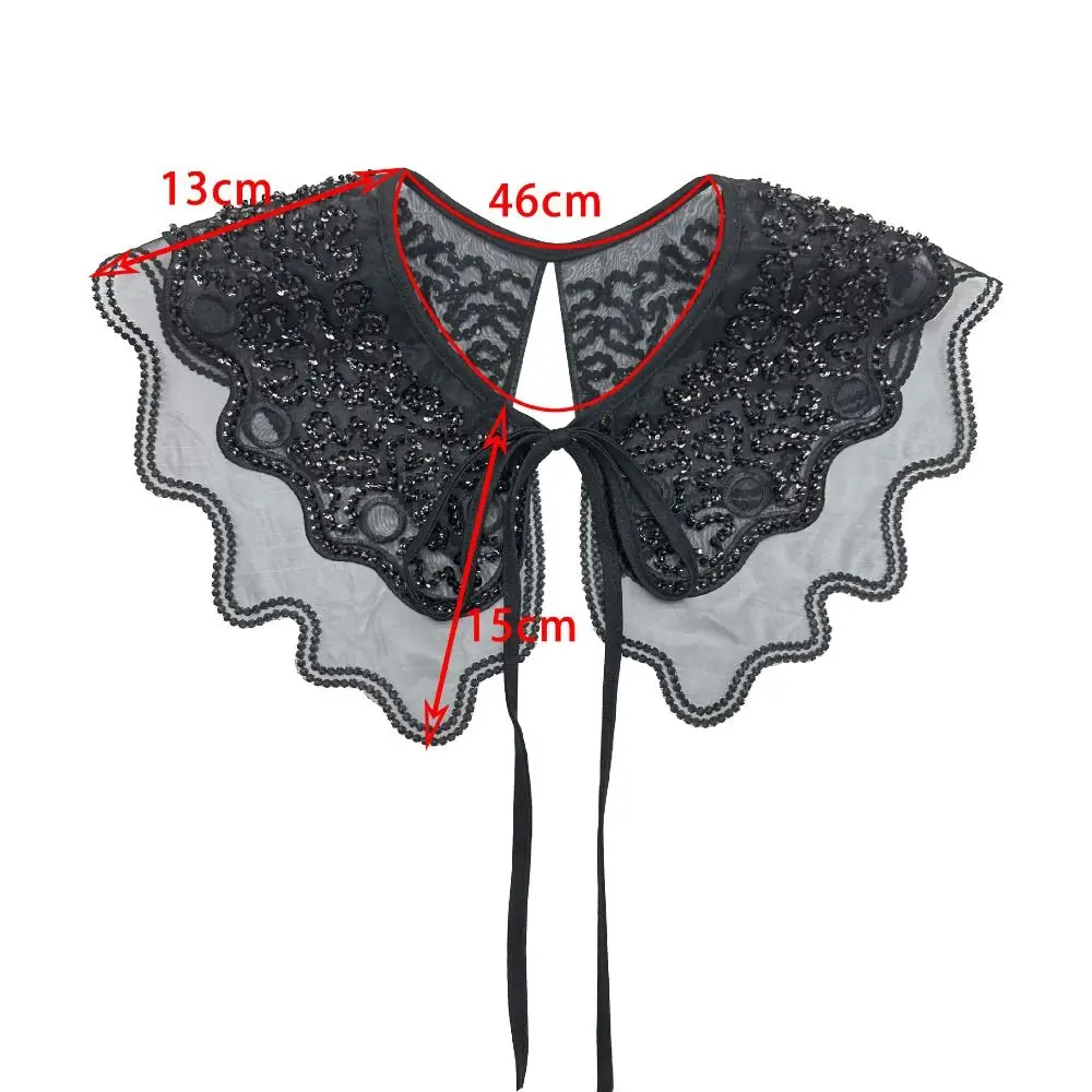 Double Fake Collar New Lace Up Shawl Dress Blouse Decor Front Placket Collar Fake Collar Dingzhu Shawl Collar