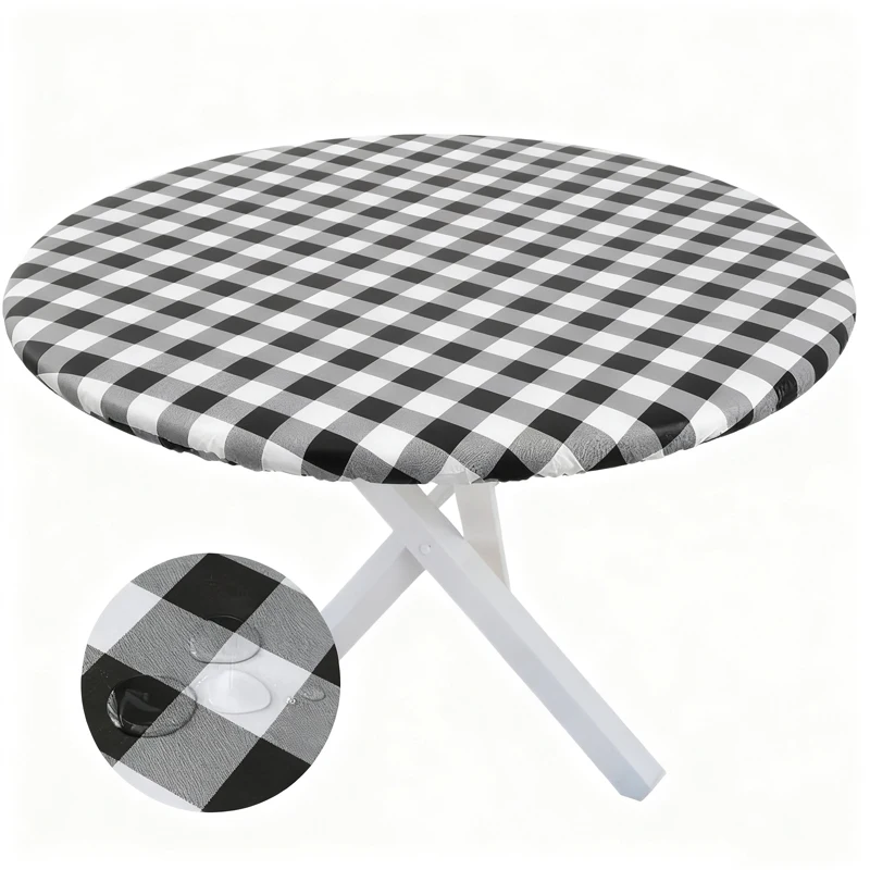 

Виниловая скатерть Homaxy на круглый стол, эластичная Водонепроницаемая обеденная скатерть, домашнее украшение для пикника и кемпинга