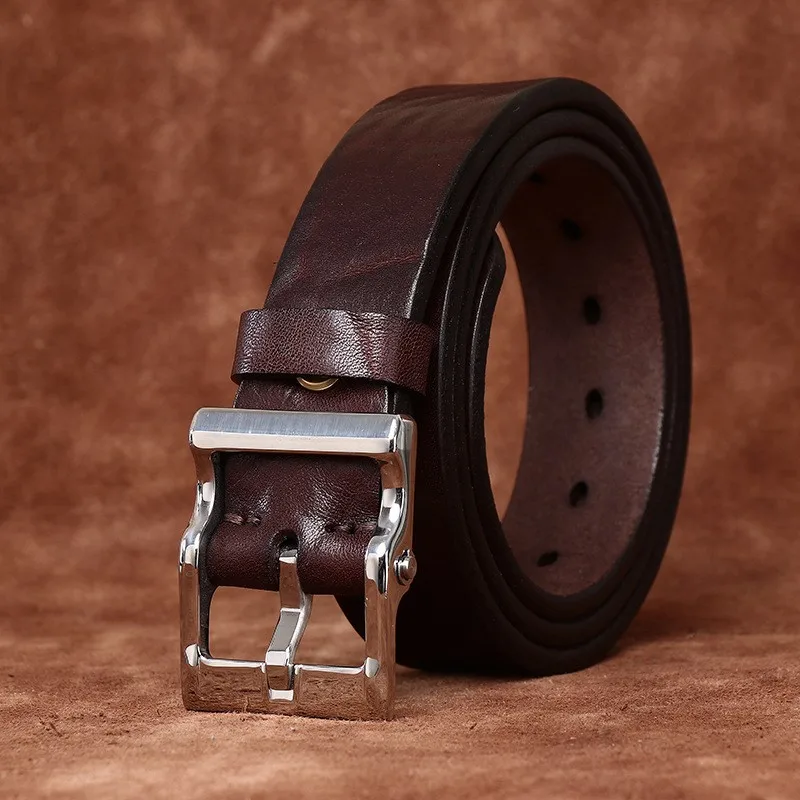 A full-length leather cut stainless belt men's needle top layer high-end waistband