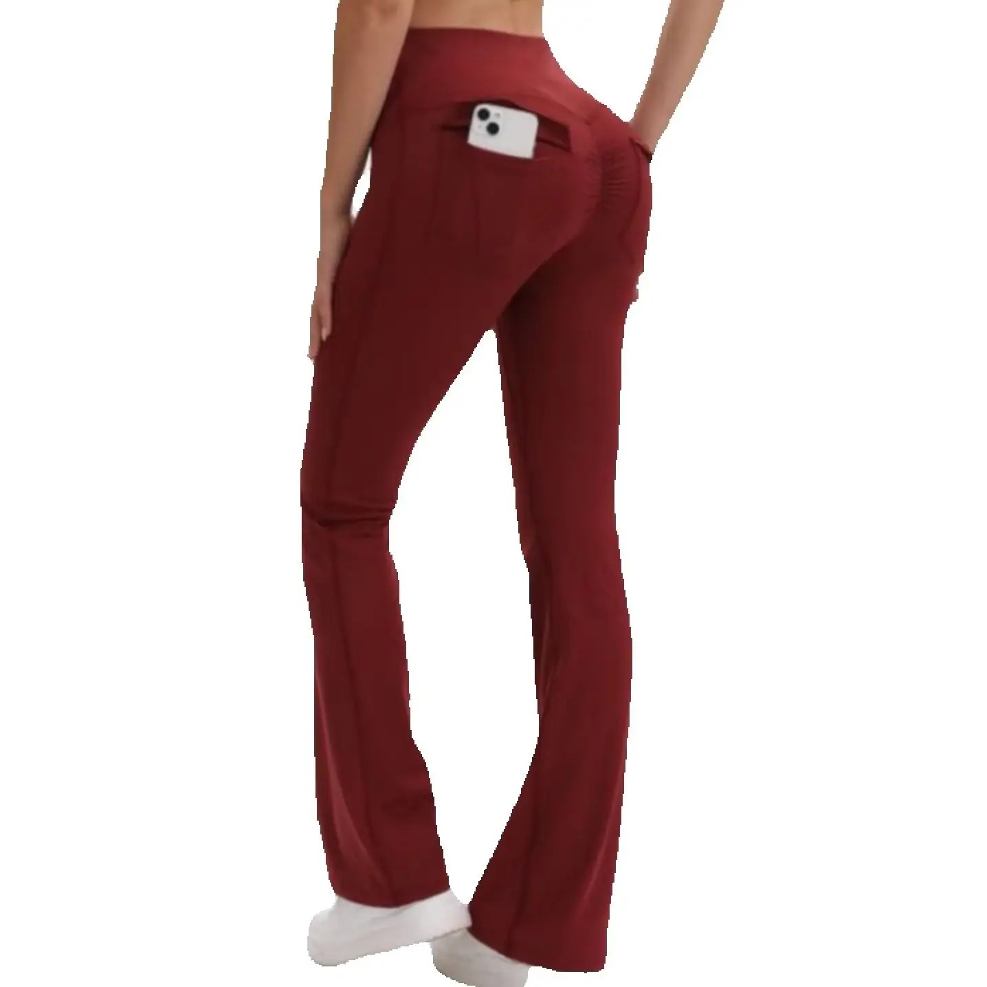 Scrunch Butt Flare Yoga Pants with Pockets, High Waist & Tummy Control, Black Workout LeggingsButt Lifting Scrunch Design