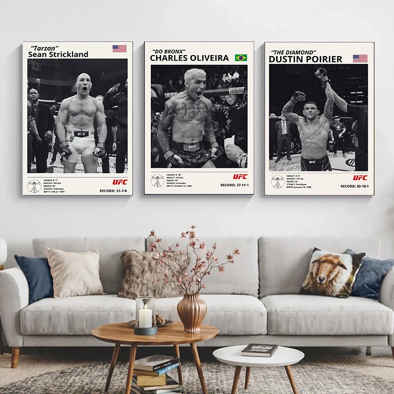 Vintage Monochrome Boxing Art Print Retro Minimalist Canvas Painting Classic Fighter Wall Poster for Living Room Interior Decor
