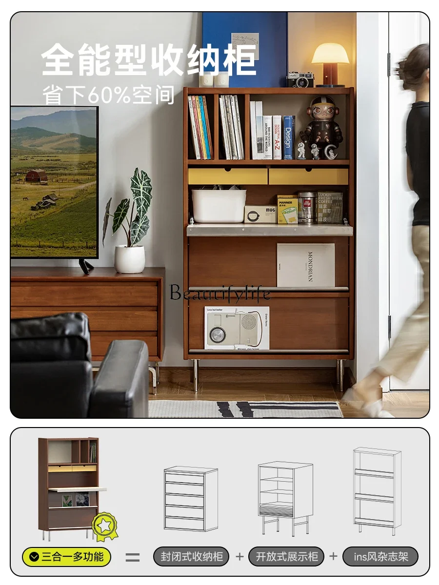 

yj15 Storage Retro Color Block Integrated Bookshelf Display Cabinet
