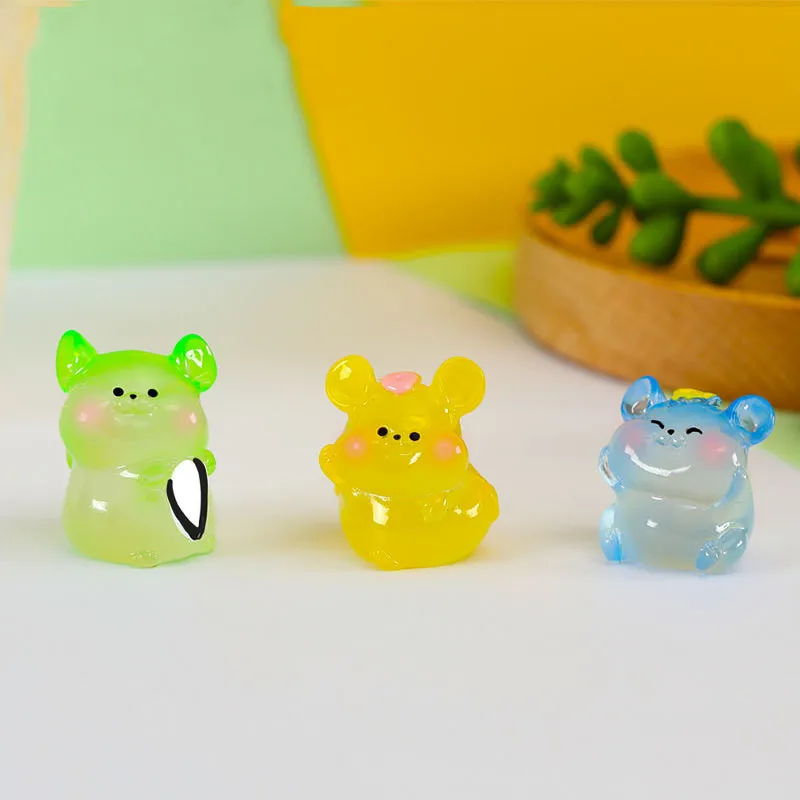 12PCS Luminous Mini Hamsters Fairy Garden Decoration Miniatures Hamster Decorative Figurines Desk Decoration Home Accessories