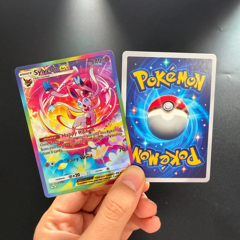 Diy 5 Style PKM TCG Sylveon Flareon Vaporeon Leafeon Glaceon Pocket 2 Star Full Art Collection Flash Card