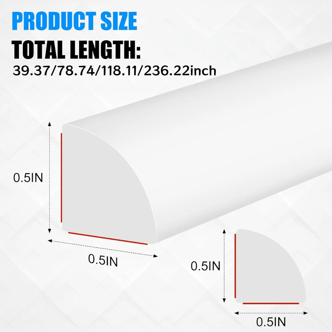 1PC 1/2/3/6m Flexible Quarter Round Molding Peel and Stick Quarter Round Trim Molding Self Adhesive Bendable Edge Trim for Wall