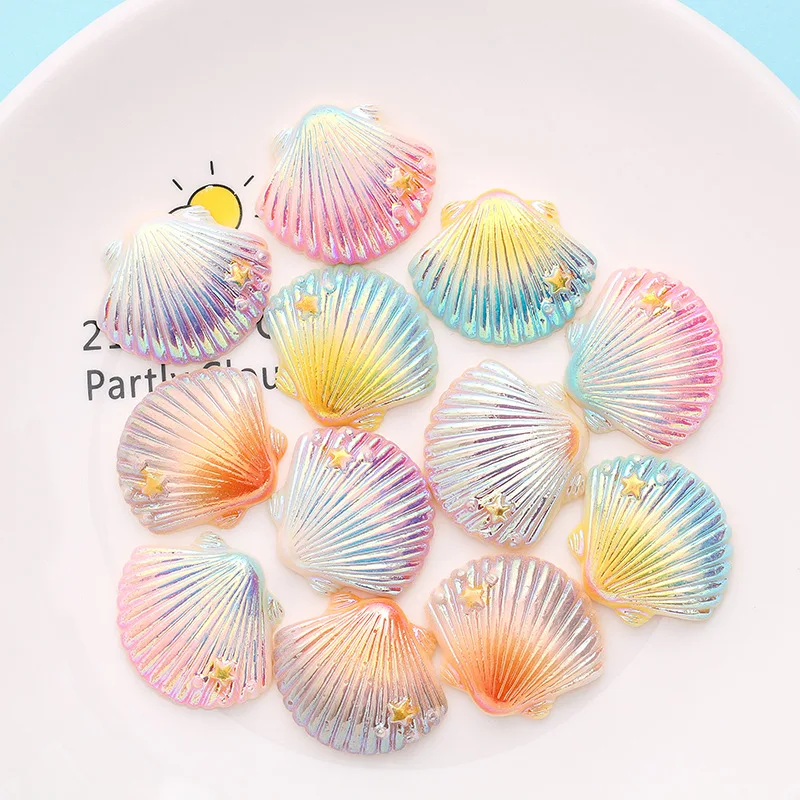 10 Pcs New Cute Kawaii Mini Colour Cartoon Shell Flat Back Resin Cabochons Scrapbook Diy Wedding Hairpin Accessories Craft H26