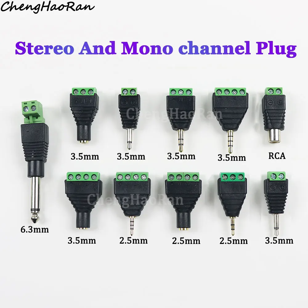 

1 Piece 2.5/3.5mm/6.3mm RCA 3 4 Pole Stereo TRRS Audio Video Male Female Plug To 3Pin 4Pin Screw Terminal Connector Adapter