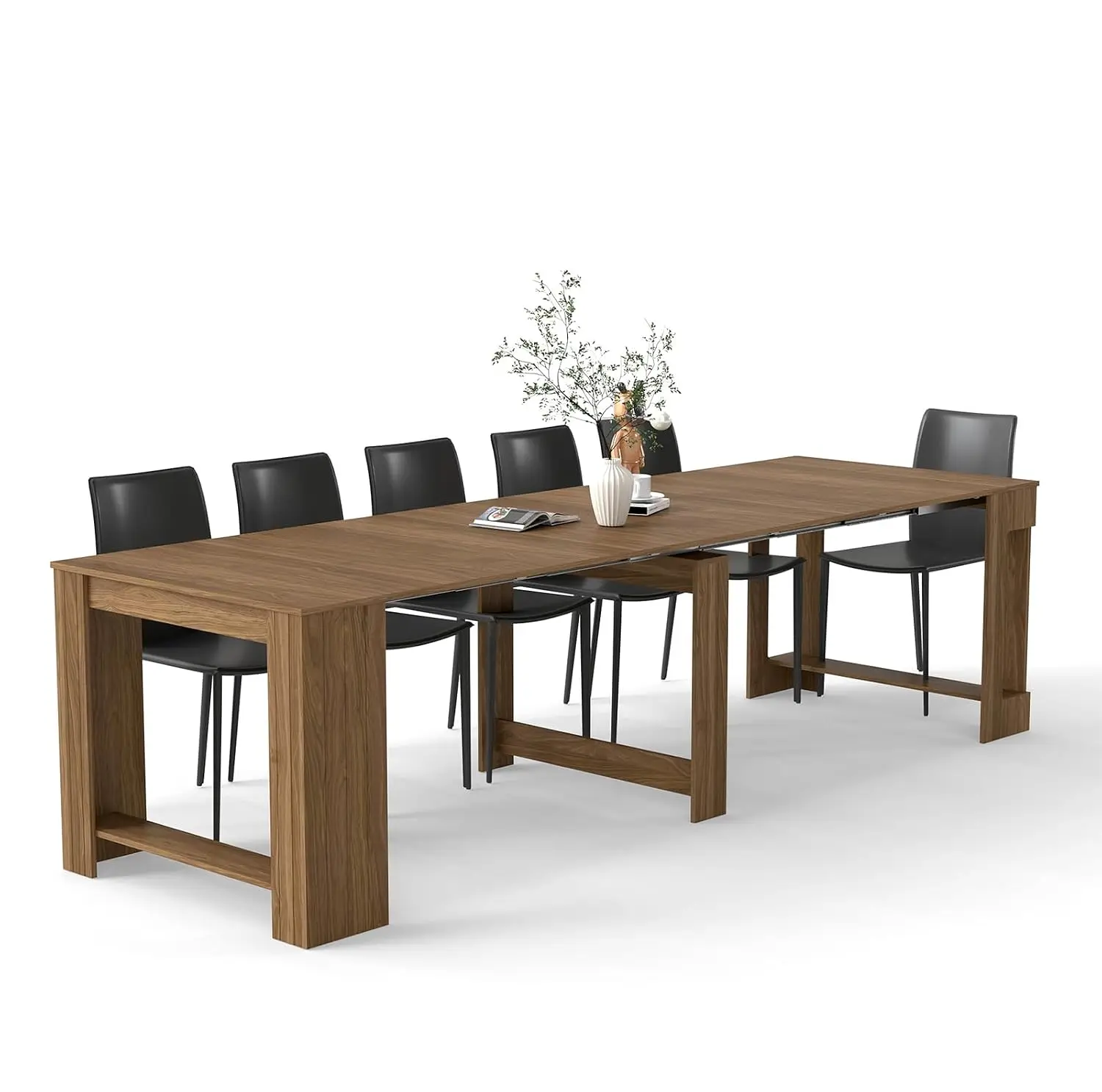 Extendable Wood Dining Table for 2-12 People, Folding Expandable Space Saving Kitchen Table for Home Office, Customized