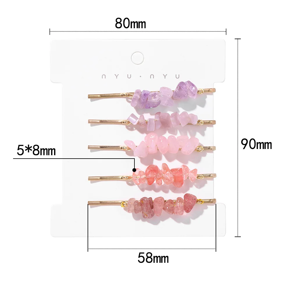 New Fashion Boho Gravel Stone Hairpins Irregular Healing Crystal Chip Beads Barrettes Hair Clips For Women Hair Accessories