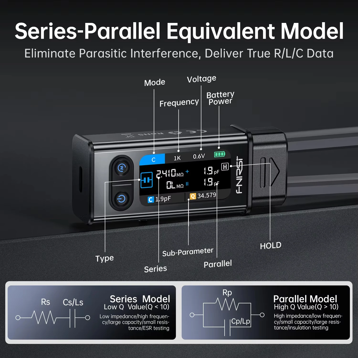 FNIRSI LCR-ST2 2 في 1 جسر الملقط الرقمي LCR ESR متر مصلحة الارصاد الجوية اختبار كلفن كليب مكون إلكتروني متعدد الوظائف تستر أيضا