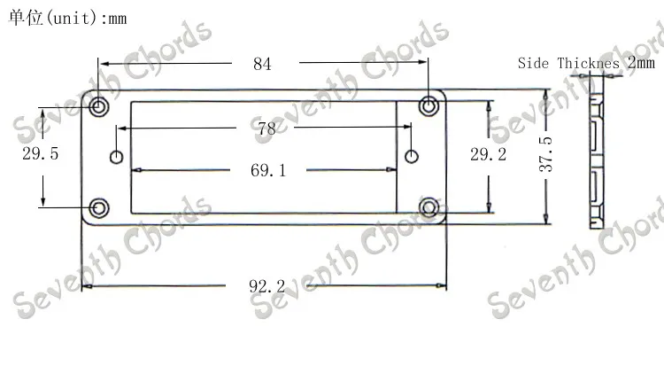 A Set 2 Pcs Mini Style Metal Flat Base Pickup Humbucker Ring for Electric Guitar Mounting Inside Frame Size:69mm x 29mm