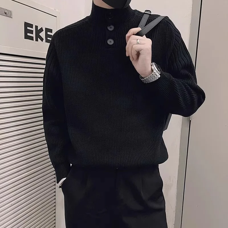 

Bla High Collar Men's Sweater Large Size 250 Pou Autumn Winter Inner Wear Casual Sle Knitted irt Youth Polyester Fiber