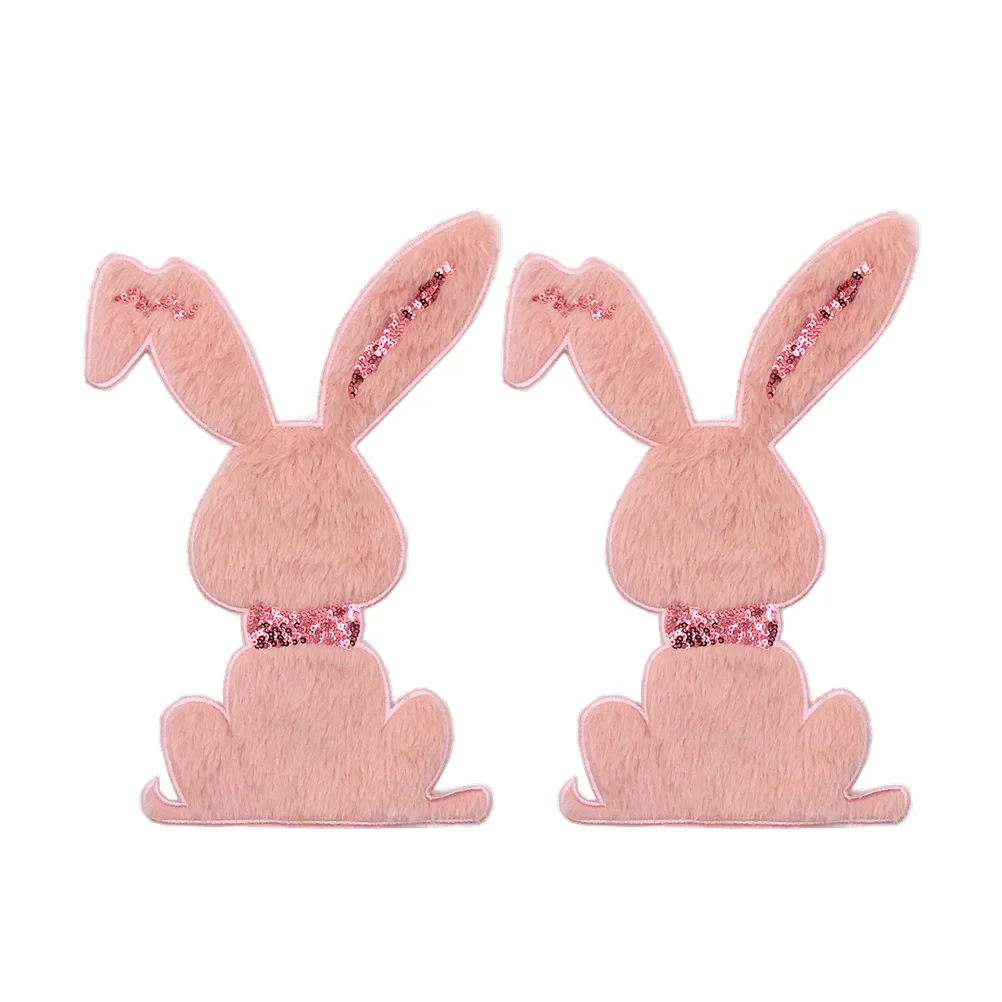 

2 Pcs Sewing Patch Rabbit Animal Clothes Patches Stuffed Bunny Decorate Plush Cartoon