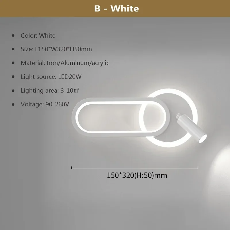 DAMIASMIL Moderne LED-Wandleuchte für Wohnzimmer, Schlafzimmer, Nachttisch, Arbeitszimmer, Treppe, Gang, minimalistische kreative Wandleuchte, Heimdekoration, Glanz 10