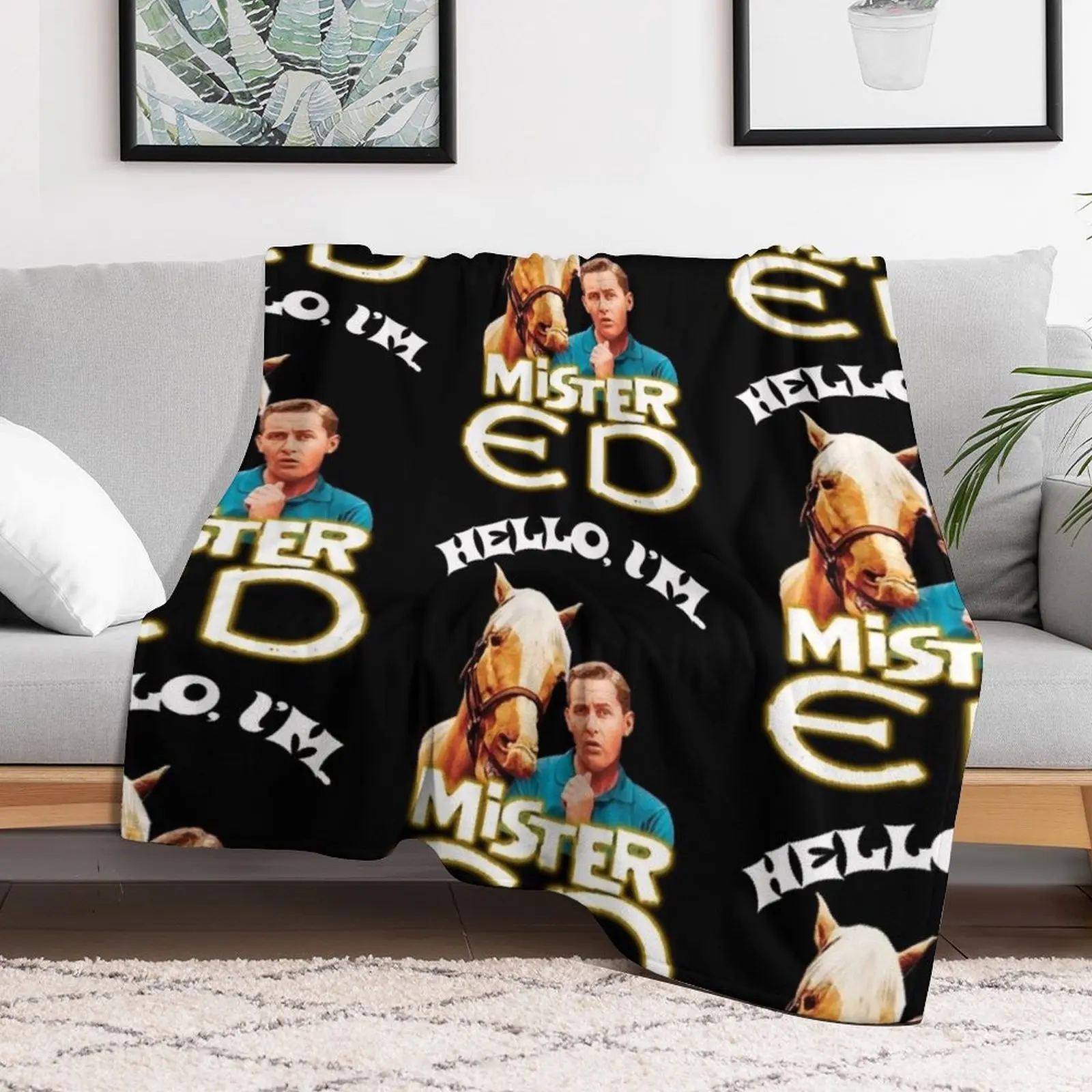 Hello I'm Mister Ed and Wilbur Post Talking Horse Tribute Throw Blanket