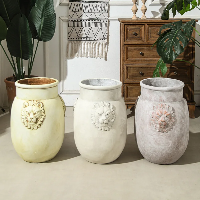 Simple red pottery cement flower pot, large floor-to-ceiling flower ware, special pot for homestay ornaments, homestay style