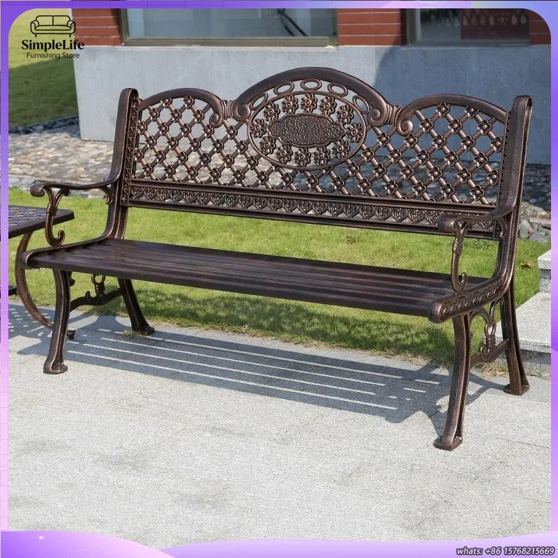 

Новая уличная металлическая скамья 2025 года с подлокотниками, длинная садовая скамья из литого алюминия для отдыха на открытом воздухе
