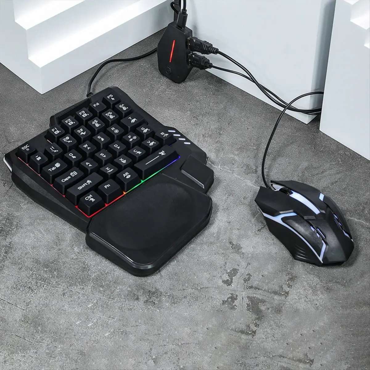 T1895C-35Key Ergonomics RGB Gaming Keyboard+Keyboard and Mouse Converter+Mouse 5 in 1 Mobile Game Combo Kit for  HOT