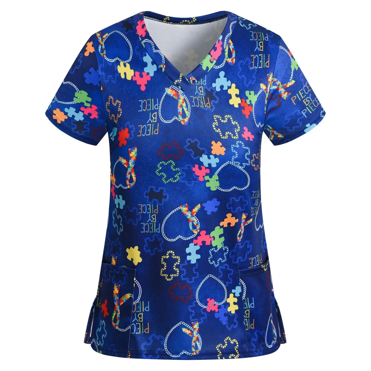 

Nurse Uniform Woman Cute Floral Animal Printed Dental Medico Top Fashion V-Neck Short Sleeve Obstetrics Uniforms Women Medical