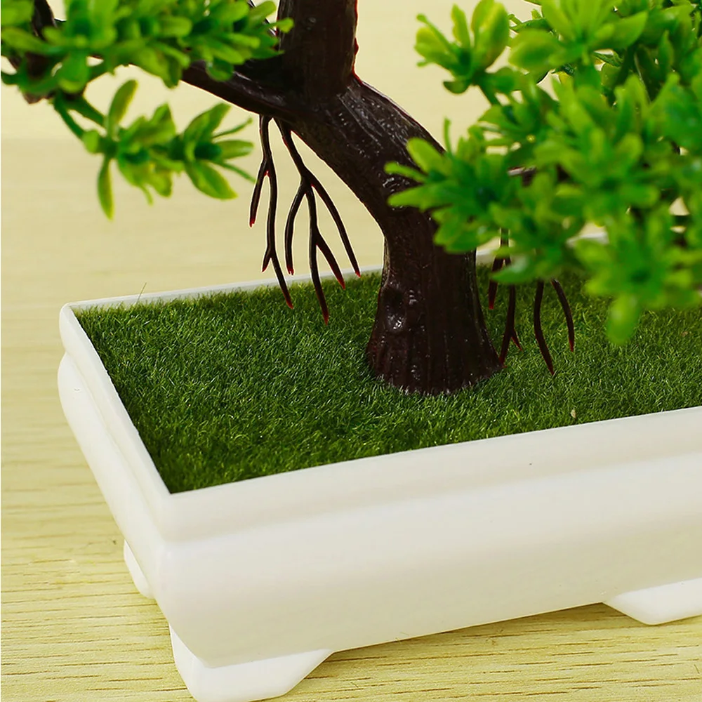 Eye catching Artificial Potted Plant, Plastic GuestGreeting Pine with Pot, Realistic and Vivid Decoration for Home Office Shop