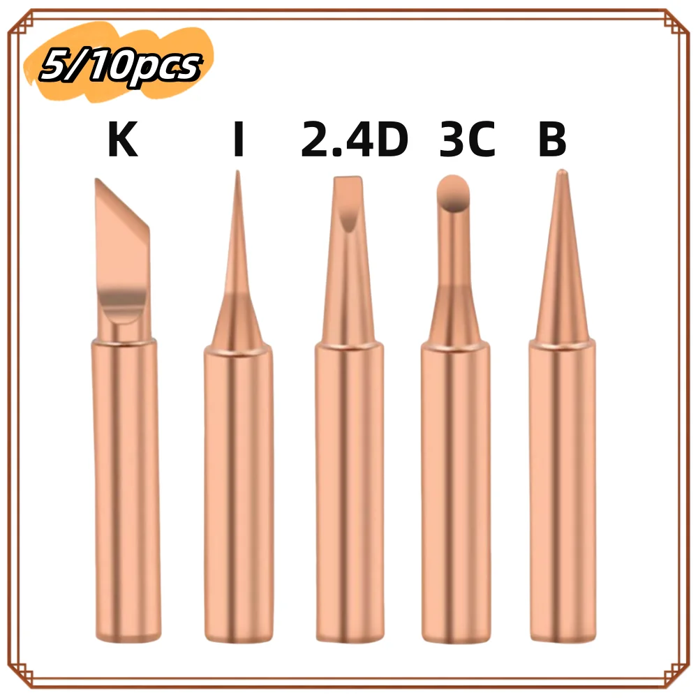 

5/10PCS Electric Soldering Iron Tip Welding Tips Accessories Pure Copper Soldering Cartridge For 936 900-T Soldering Station