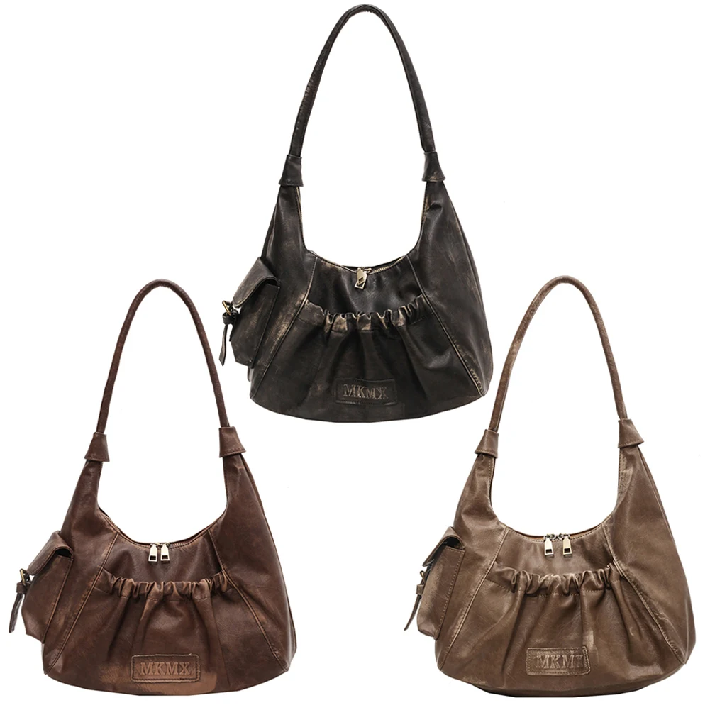 

Women Luxury Armpit Purse Solid Color Simple Shoulder Purse Zipper Closure Cool Girl Handbag Girls Outdoor Daily Bag