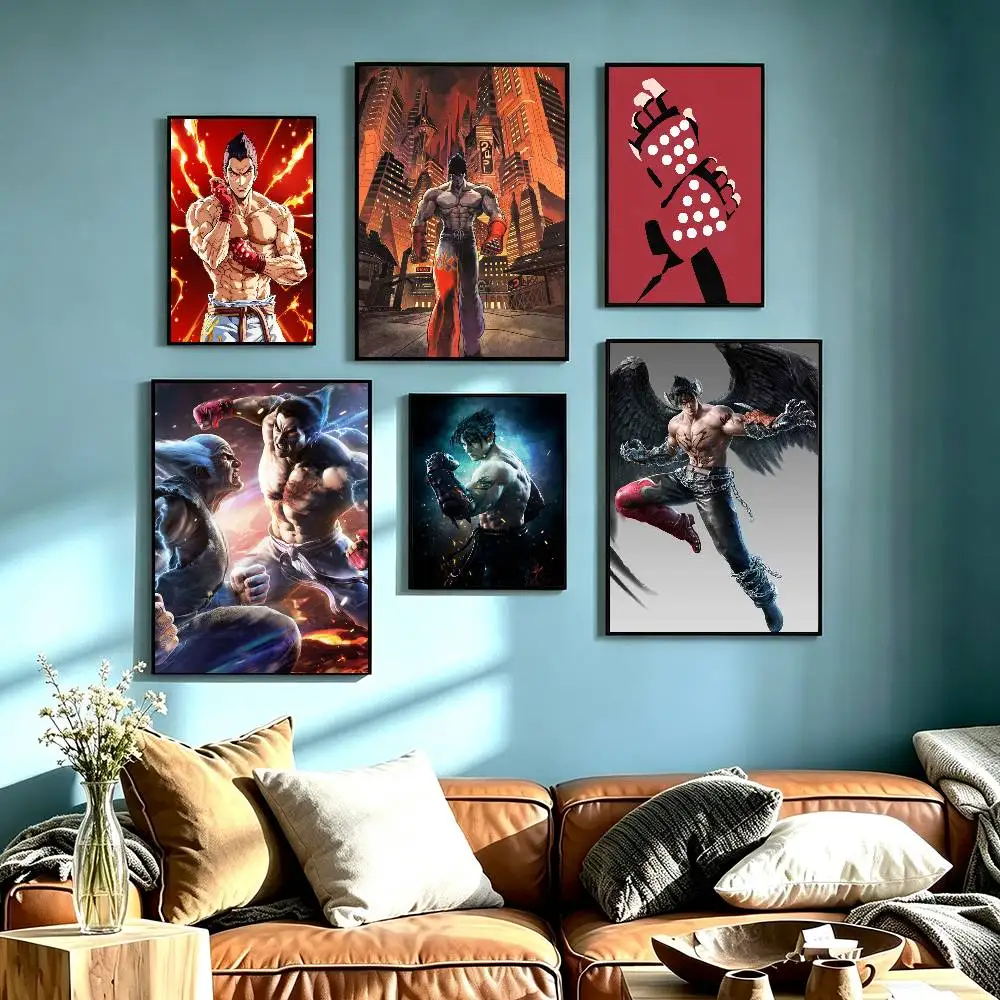 3D Fighting Game T-Tekken Poster Waterproof Wall Art Sticker For Bar Living Room Vintage Decor High Quality Print Gift